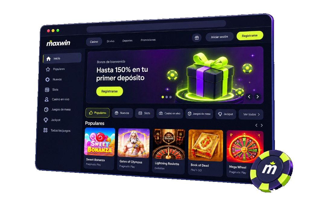 Vista de la caja de MaxWin en móvil con opciones de depósito para Colombia